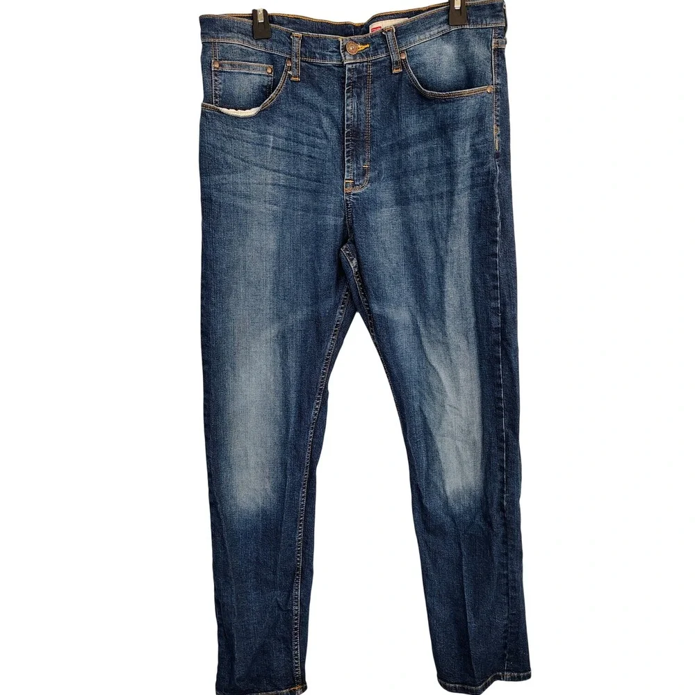 Wrangler Regular Taper Jeans Mens 34x32 Medium Wash Stretch Denim cowboy‎